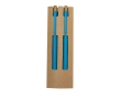 Set van balpen met blauwe inkt en eindeloos potlood van tarwestro kleur blauw