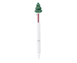 3-kleurige pen met kerstfiguurtje van rubber bovenaan kleur groen