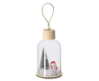 Kerstornament van glas met houten voet kleur naturel