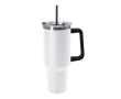 RVS drinkfles van gerecycled staal met rietje en drinkopening 1,2 L kleur wit