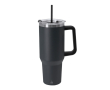 RVS drinkfles van gerecycled staal met rietje en drinkopening 1,2 L kleur marineblauw