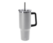 RVS drinkfles van gerecycled staal met rietje en drinkopening 1,2 L kleur grijs