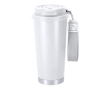 RVS take-awaybeker van gerecycled staal met draagriem 500 ml kleur wit