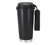 RVS take-awaybeker van gerecycled staal met draagriem 500 ml kleur zwart