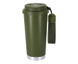 RVS take-awaybeker van gerecycled staal met draagriem 500 ml kleur groen