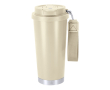 RVS take-awaybeker van gerecycled staal met draagriem 500 ml kleur naturel