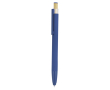 Aluminium styluspen met bamboe drukknop en blauwe inkt kleur blauw