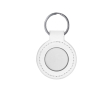 Sleutelhanger met PU afwerking met metalen plaatje kleur wit