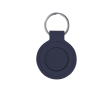 Sleutelhanger met PU afwerking met metalen plaatje kleur marineblauw