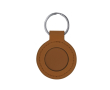 Sleutelhanger met PU afwerking met metalen plaatje kleur bruin