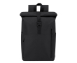 Rolltop rugzak van RPET voor 15'' laptop, geschikt voor trolley kleur zwart
