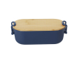 Lunchbox met bamboe deksel en sluitingen aan de zijkant 850 ml kleur marineblauw