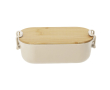 Lunchbox met bamboe deksel en sluitingen aan de zijkant 850 ml kleur naturel
