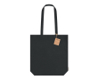 Biokatoenen tas met bodemvouw en stevige hengsels 270 g/m² kleur zwart