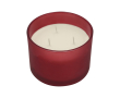Geurkaars in glazen pot met drie lonten in meerdere geuren kleur rood
