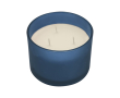 Geurkaars in glazen pot met drie lonten in meerdere geuren kleur marineblauw