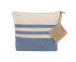 Toilettas van gerecycled katoen met strepen en rits 180 g/m² kleur marineblauw