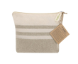 Toilettas van gerecycled katoen met strepen en rits 180 g/m² kleur naturel