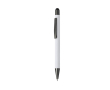 Aluminium gerecyclede drukknop-pen met stylus, blauwe inkt kleur wit
