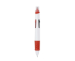 4-kleurenpen met geïntegreerde markeerstift en dop kleur rood