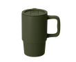 Keramische to-go beker met schuifdeksel en matte afwerking kleur donkergroen