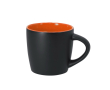 Keramische mok met matte zwarte afwerking en kleurige binnenkant kleur oranje