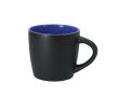 Keramische mok met matte zwarte afwerking en kleurige binnenkant kleur blauw