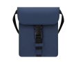 Schoudertas van synthetisch leer met middenvak en gesp kleur marineblauw