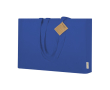 Tas met bodem- en zijvouw van katoen met stevige hengsels kleur blauw