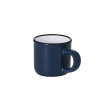 Vintage tweekleurige keramische kop met zwarte rand 85 ml kleur marineblauw