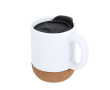 Keramische meeneembeker met kurkbodem en deksel 330 ml kleur wit