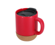 Keramische meeneembeker met kurkbodem en deksel 330 ml kleur rood