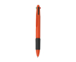4-in-1 multicolor pen met rubberen grip kleur oranje