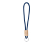 Sleutelhanger met polyester koord in kleuren met versteller kleur marineblauw