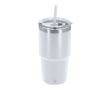 RVS thermosbeker met dubbele wand en rietje 650 ml kleur wit