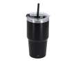 RVS thermosbeker met dubbele wand en rietje 650 ml kleur zwart