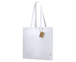 Katoenen tas met vouw en verstevigde lange hengsels 140 g/m² kleur wit