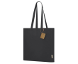 Katoenen tas met vouw en verstevigde lange hengsels 140 g/m² kleur zwart