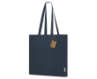 Katoenen tas met vouw en verstevigde lange hengsels 140 g/m² kleur marineblauw