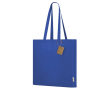 Katoenen tas met vouw en verstevigde lange hengsels 140 g/m² kleur blauw