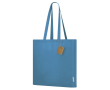 Katoenen tas met vouw en verstevigde lange hengsels 140 g/m² kleur lichtblauw