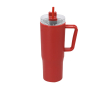 Thermobeker van gerecycled plastic met draaggreep 900 ml kleur rood