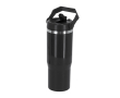 Thermobeker met dubbele wand, rietje en draaghandvat 900 ml kleur zwart