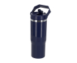 Thermobeker met dubbele wand, rietje en draaghandvat 900 ml kleur marineblauw