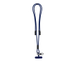 RPET-polyster telefoonlanyard met geïntegreerde oplaadkabel kleur marineblauw