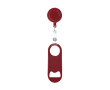 Flessenopener van staal met oprolbare houder en clip 65cm kleur rood