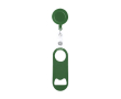 Flessenopener van staal met oprolbare houder en clip 65cm kleur groen