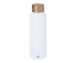 RVS-fles met rubberachtige afwerking en bamboe dop 700 ml kleur wit