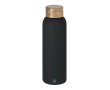 RVS-fles met rubberachtige afwerking en bamboe dop 700 ml kleur zwart