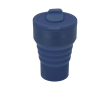 Opvouwbare siliconen beker met schuifmondstuk 350 ml kleur marineblauw